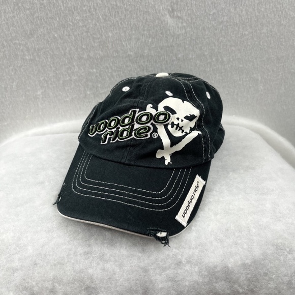 Dale Earnhart Jr. NASCAR Voodoo Ride Cap Black White Skull Distressed Hat - Picture 1 of 6